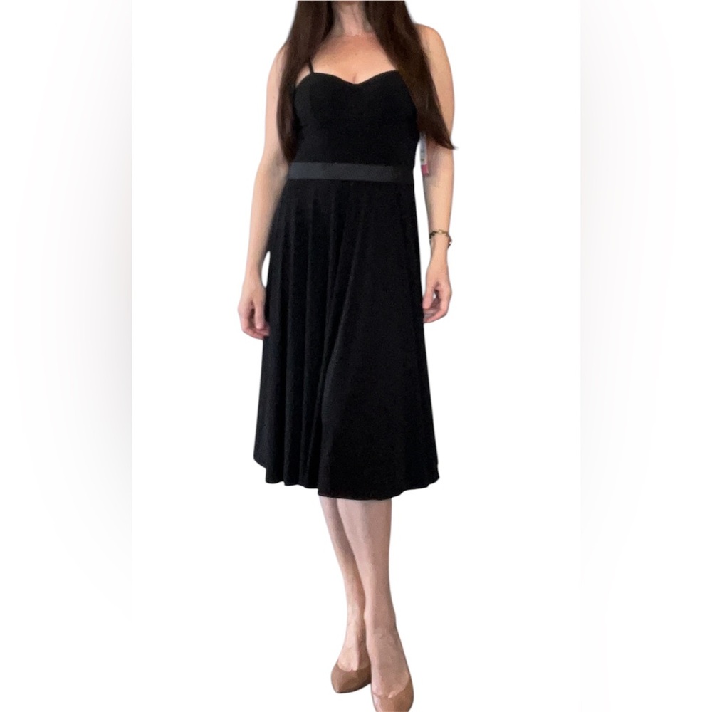 NWT Y2K Isaac Mizrahi Black Spaghetti Strap Dress With Grosgrain Ribbon Belt - Picture 12 of 12